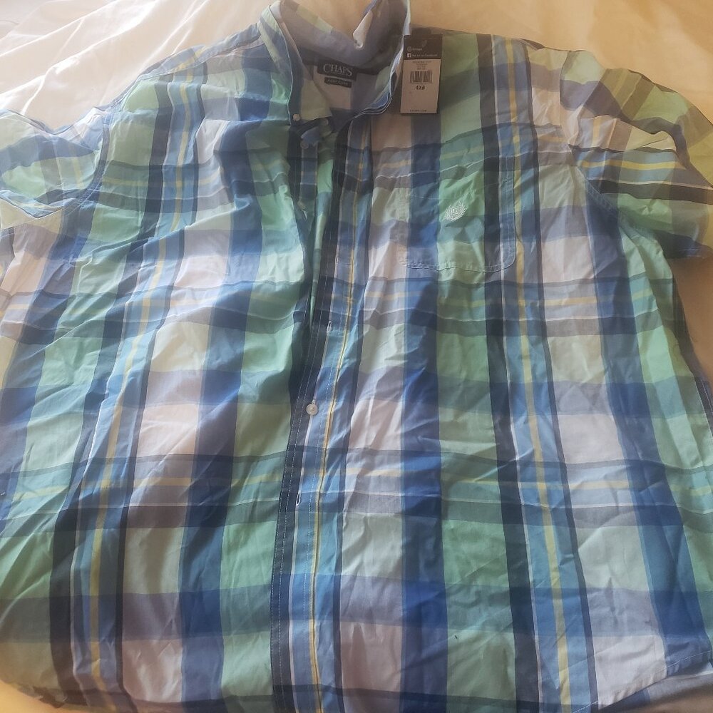 Chaps Easy Care 4X Men's Mint Leaf Short Sleeve Dress Shirt